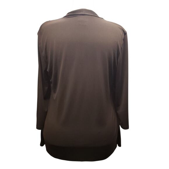 Jaclyn Smith Vintage Brown Knit Top L Faux Layered Careerwear Stretch Speckle - Picture 3 of 11